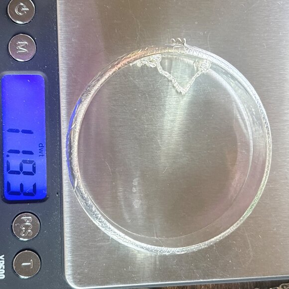 VTG Sterling Silver 925 Etched Wheat Design Hinged Bangle Bracelet 7.5' Fit - Picture 8 of 10